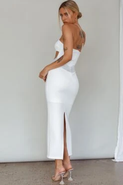 Megyn Diamante Midi Dress White 10 Megyn Diamante Midi Dress White -Bridal Dr. Denim Store SR0809J 20WHITE 3