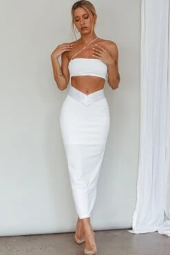 Megyn Diamante Midi Dress White 13 Megyn Diamante Midi Dress White -Bridal Dr. Denim Store SR0809J 20WHITE 5