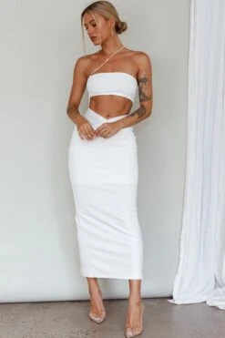 Megyn Diamante Midi Dress White 15 Megyn Diamante Midi Dress White -Bridal Dr. Denim Store SR0809J 20WHITE 7