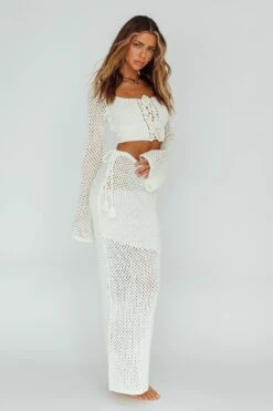 Jamaica Tied Crochet Midi Skirt White -Bridal Dr. Denim Store SR0867J01 S 20WHITE 2