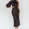 Thessaly One Sleeve Midi Dress Black