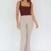 Sabria Mid-Rise Flare Pants Beige