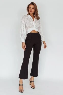 Sabria Mid-Rise Flare Pants Black 6 Sabria Mid-Rise Flare Pants Black -Bridal Dr. Denim Store SR0918J 20BLACK 2
