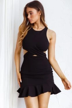 Emoji Crossover Waist Mini Dress Black -Bridal Dr. Denim Store ST1018D13 20BLACK 4