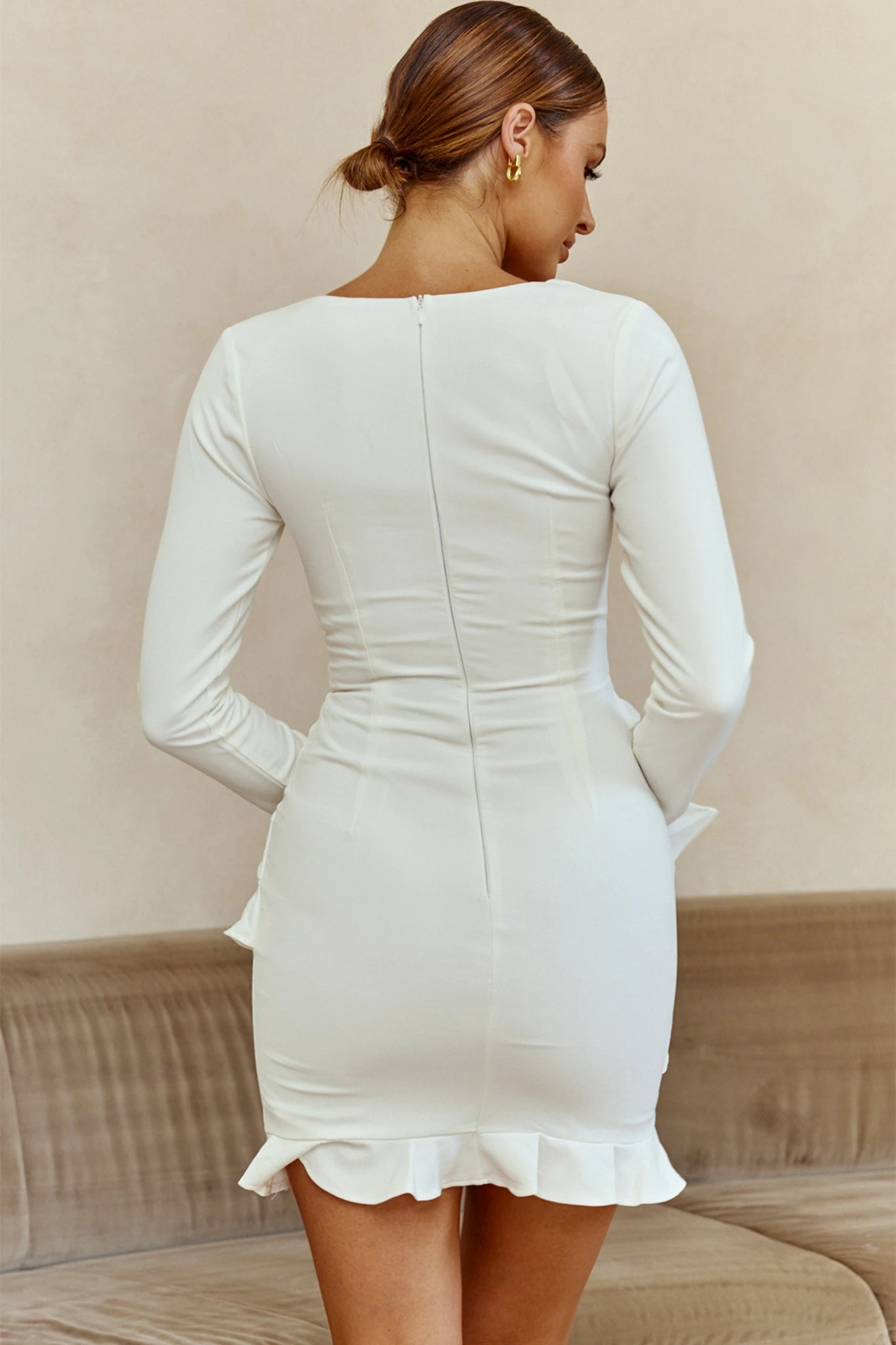 Frilled To Meet You Long Sleeve Mini Dress White 2 Frilled To Meet You Long Sleeve Mini Dress White - Image 2