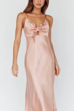 Perfect Day Satin Midi Dress Blush -Bridal Dr. Denim Store ST1957BBLUSH 4