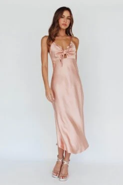 Perfect Day Satin Midi Dress Blush -Bridal Dr. Denim Store ST1957BBLUSH 5