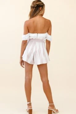 Golden Coast Paperbag Style Waist Tie Shorts Striped Blush 13 Golden Coast Paperbag Style Waist Tie Shorts Striped Blush -Bridal Dr. Denim Store ST2249B BLUSH 7