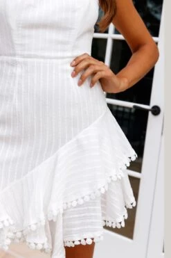 Candy Strapless Layered Ruffle Hem Dress White -Bridal Dr. Denim Store ST2271B WHITE 4