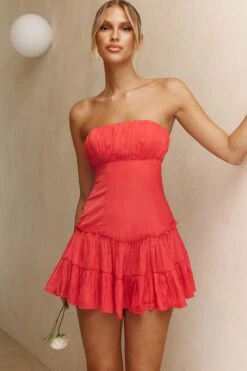 On A Whim Strapless Dropped Waist Dress Red -Bridal Dr. Denim Store ST3069BRED 6