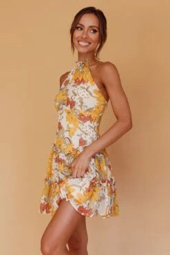 Nikayla Halterneck Mini Dress Floral White -Bridal Dr. Denim Store ST3083D01 20WHITE 6