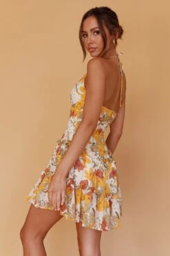 Nikayla Halterneck Mini Dress Floral White -Bridal Dr. Denim Store ST3083D01 20WHITE 8