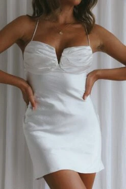 It's Poetic Gathered Bust Mini Dress White -Bridal Dr. Denim Store ST3124B 20WHITE 4