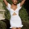 Sweet Nothings Puff Sleeve Twist Bust Mini Dress White