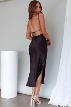 Dolce Life Low Back Midi Dress Black -Bridal Dr. Denim Store ST3228DBLACK 3