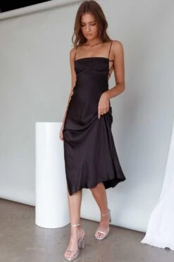 Dolce Life Low Back Midi Dress Black -Bridal Dr. Denim Store ST3228DBLACK 5