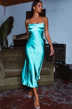 Dolce Life Low Back Midi Dress Teal -Bridal Dr. Denim Store ST3228D 20TEAL 2