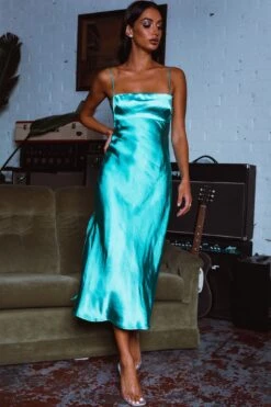 Dolce Life Low Back Midi Dress Teal -Bridal Dr. Denim Store ST3228D 20TEAL 5