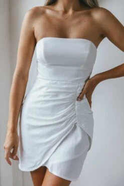 Siobhan Strapless Mini Dress Forest White -Bridal Dr. Denim Store ST3239D 20WHITE 4