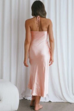 Kindred Spirit Strapless Gathered Bust Midi Dress Peach -Bridal Dr. Denim Store ST3273D 20PEACH 7