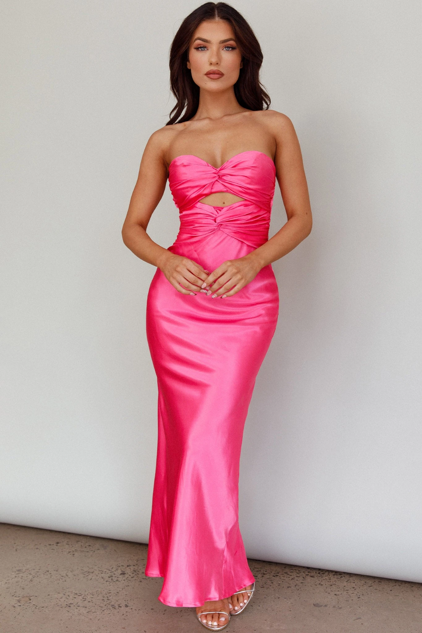 Good Impression Double Twist Midi Dress Hot Pink 8 Good Impression Double Twist Midi Dress Hot Pink - Image 8
