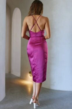 Zephira Criss-Cross Back Midi Dress Fuchsia 16 Zephira Criss-Cross Back Midi Dress Fuchsia -Bridal Dr. Denim Store ST3344D 20FUCHSIA 8