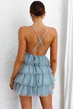 Auguste Tiered Frill Mini Dress Blue -Bridal Dr. Denim Store ST3407D 20BLUE 8