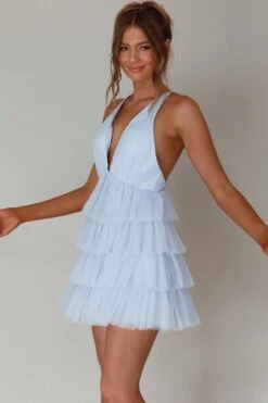 Auguste Tiered Frill Mini Dress Sky Blue 12 Auguste Tiered Frill Mini Dress Sky Blue -Bridal Dr. Denim Store ST3407D 20SKY 20BLUE 5