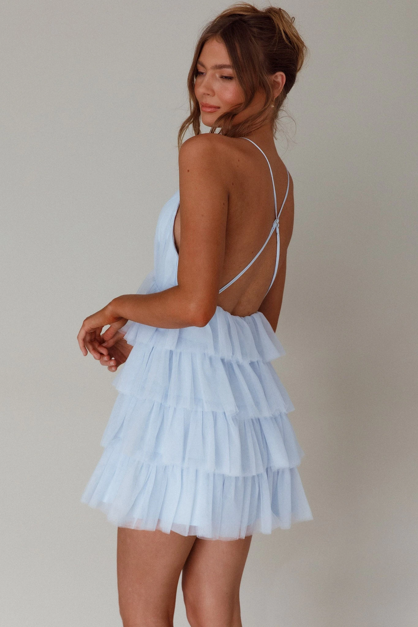 Auguste Tiered Frill Mini Dress Sky Blue 7 Auguste Tiered Frill Mini Dress Sky Blue - Image 7