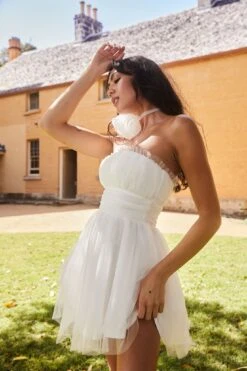 Fayette Strapless Mesh Mini Dress White -Bridal Dr. Denim Store ST3463DWHITE 2 2eeb5427 87c9 4d71 b64c fad924be1004