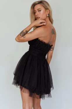 Fayette Strapless Mesh Mini Dress Black 12 Fayette Strapless Mesh Mini Dress Black -Bridal Dr. Denim Store ST3463D 20BLACK 3