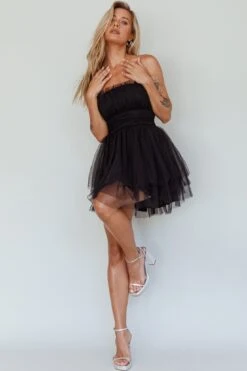 Fayette Strapless Mesh Mini Dress Black 15 Fayette Strapless Mesh Mini Dress Black -Bridal Dr. Denim Store ST3463D 20BLACK 5