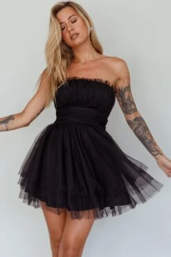 Fayette Strapless Mesh Mini Dress Black 17 Fayette Strapless Mesh Mini Dress Black -Bridal Dr. Denim Store ST3463D 20BLACK 7