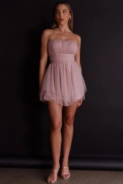 Fayette Strapless Mesh Mini Dress Blush -Bridal Dr. Denim Store ST3463D 20BLUSH 2