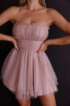 Fayette Strapless Mesh Mini Dress Blush -Bridal Dr. Denim Store ST3463D 20BLUSH 4