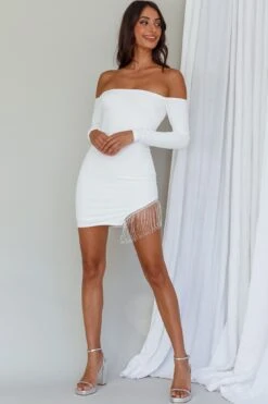 Call On Me Diamante Off-Shoulder Mini Dress White 14 Call On Me Diamante Off-Shoulder Mini Dress White -Bridal Dr. Denim Store ST3492B03 20WHITE 6