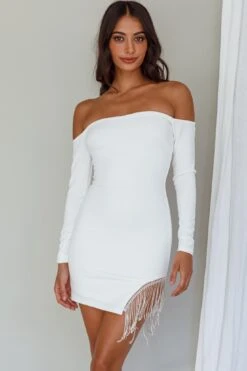 Call On Me Diamante Off-Shoulder Mini Dress White 15 Call On Me Diamante Off-Shoulder Mini Dress White -Bridal Dr. Denim Store ST3492B03 20WHITE 7