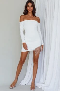 Call On Me Diamante Off-Shoulder Mini Dress White 17 Call On Me Diamante Off-Shoulder Mini Dress White -Bridal Dr. Denim Store ST3492B03 20WHITE 9