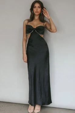 Aurelia Diamante Bow Maxi Dress Black -Bridal Dr. Denim Store ST3731D 20BLACK 5