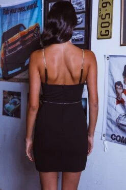 Isom Diamante Strap Mini Dress Black 16 Isom Diamante Strap Mini Dress Black -Bridal Dr. Denim Store ST3777D 20BLACK 8