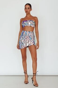 El Camino Mosaic Mini Skirt Silver -Bridal Dr. Denim Store ST3812D01 S 20SILVER 6