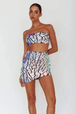 El Camino Mosaic Mini Skirt Silver -Bridal Dr. Denim Store ST3812D01 S 20SILVER 7