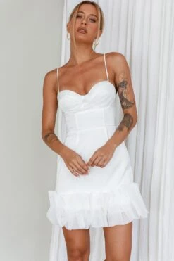 Buona Sera Hem Decoration Mini Dress White 15 Buona Sera Hem Decoration Mini Dress White -Bridal Dr. Denim Store ST3818D 20WHITE 2