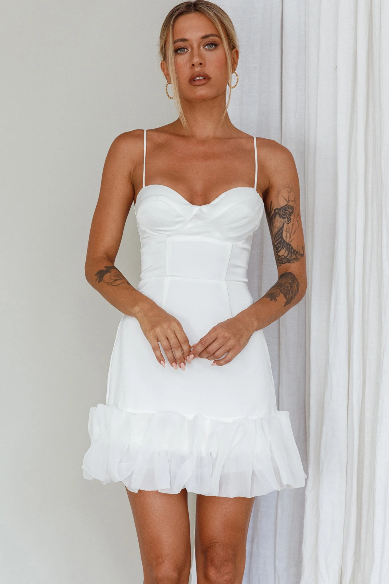 Buona Sera Hem Decoration Mini Dress White 8 Buona Sera Hem Decoration Mini Dress White - Image 8