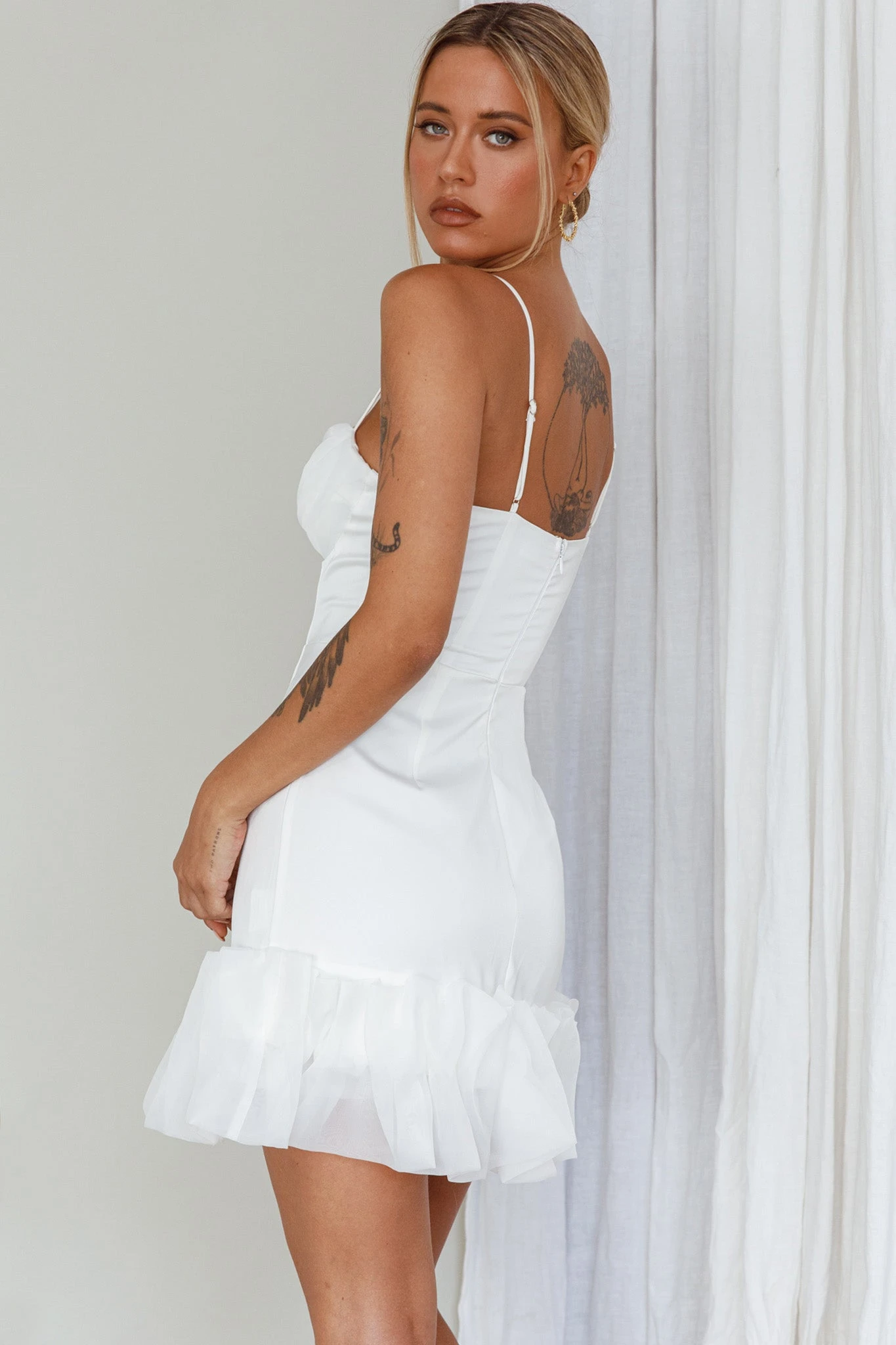 Buona Sera Hem Decoration Mini Dress White 9 Buona Sera Hem Decoration Mini Dress White - Image 9