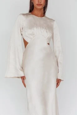 Doting Bell Sleeve Cut-Out Midi Dress Champagne 9 Doting Bell Sleeve Cut-Out Midi Dress Champagne -Bridal Dr. Denim Store ST3926D 20CHAMPAGNE 4