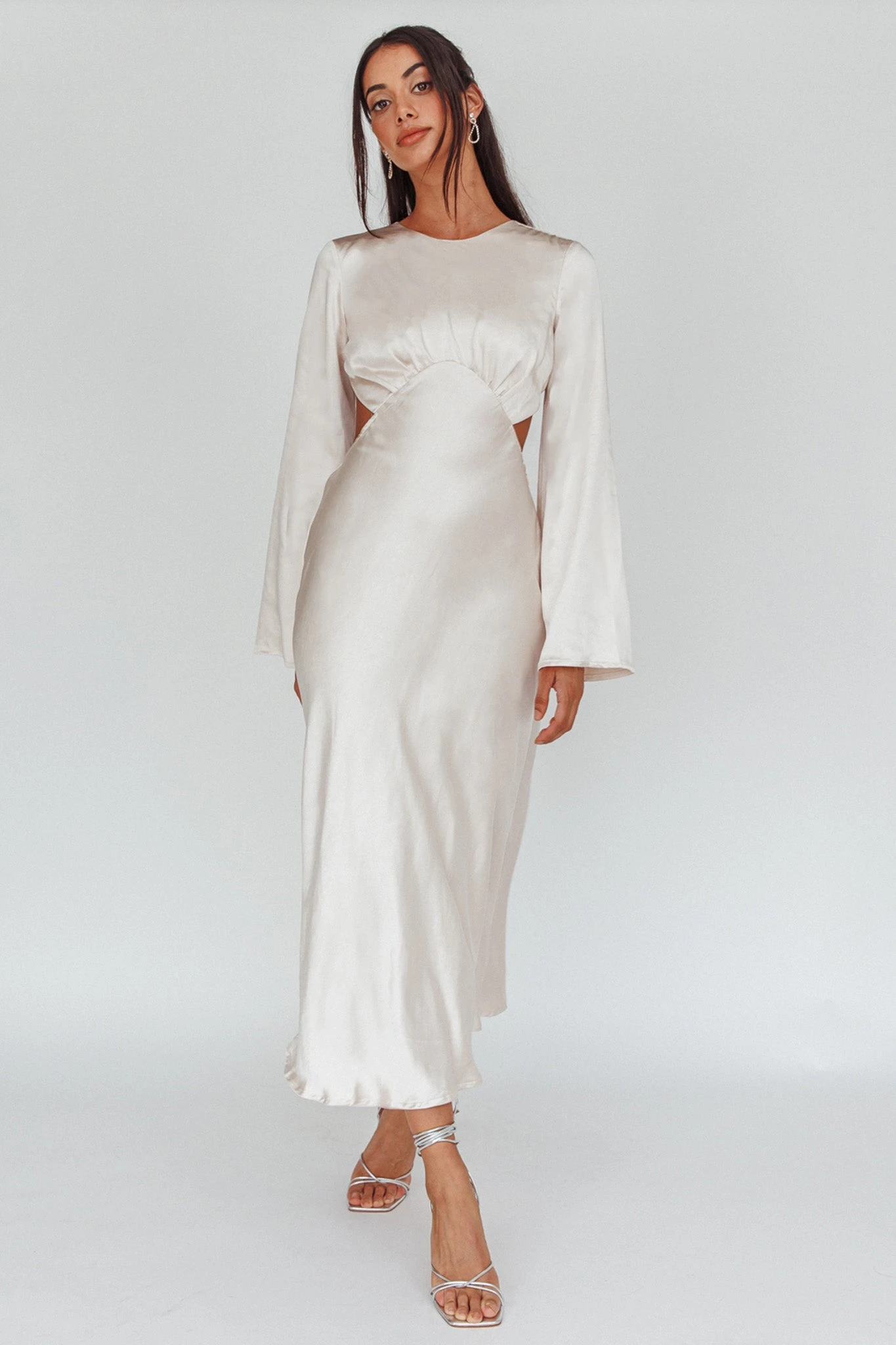 Doting Bell Sleeve Cut-Out Midi Dress Champagne 6 Doting Bell Sleeve Cut-Out Midi Dress Champagne - Image 6