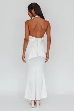 Fifth Avenue Bow Back Maxi Dress White -Bridal Dr. Denim Store ST3929D 20WHITE 2