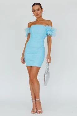 Star Dust Off-Shoulder Frill Sleeve Mini Dress Baby Blue 8 Star Dust Off-Shoulder Frill Sleeve Mini Dress Baby Blue -Bridal Dr. Denim Store ST3930H 20BABY 20BLUE 2