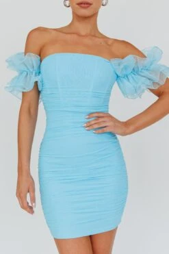 Star Dust Off-Shoulder Frill Sleeve Mini Dress Baby Blue 9 Star Dust Off-Shoulder Frill Sleeve Mini Dress Baby Blue -Bridal Dr. Denim Store ST3930H 20BABY 20BLUE 4